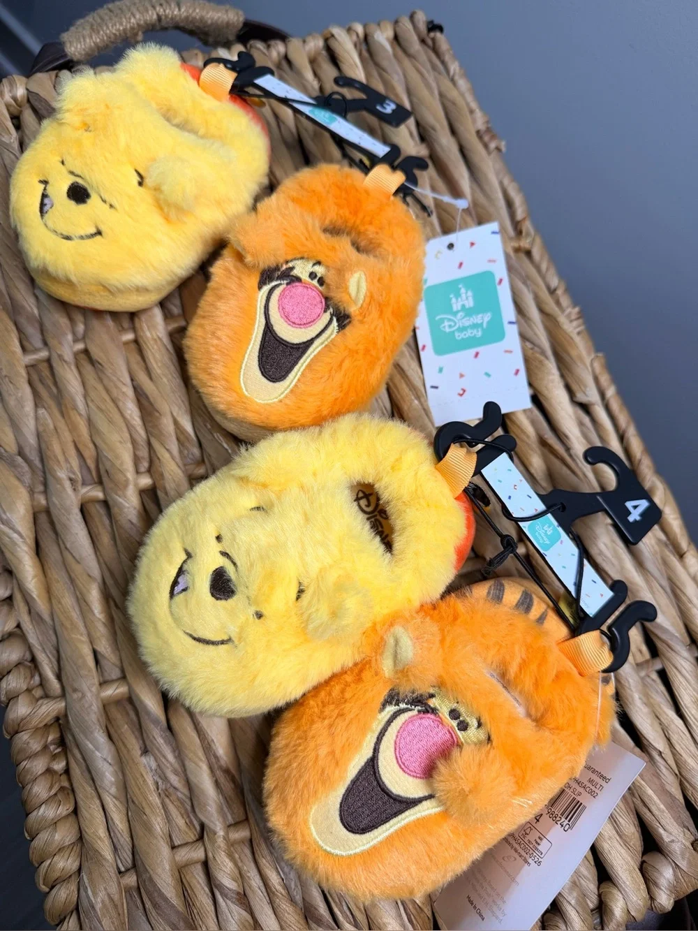 Disney Baby Plush Winnie the Pooh & Tigger Slippers - Yellow & Orange